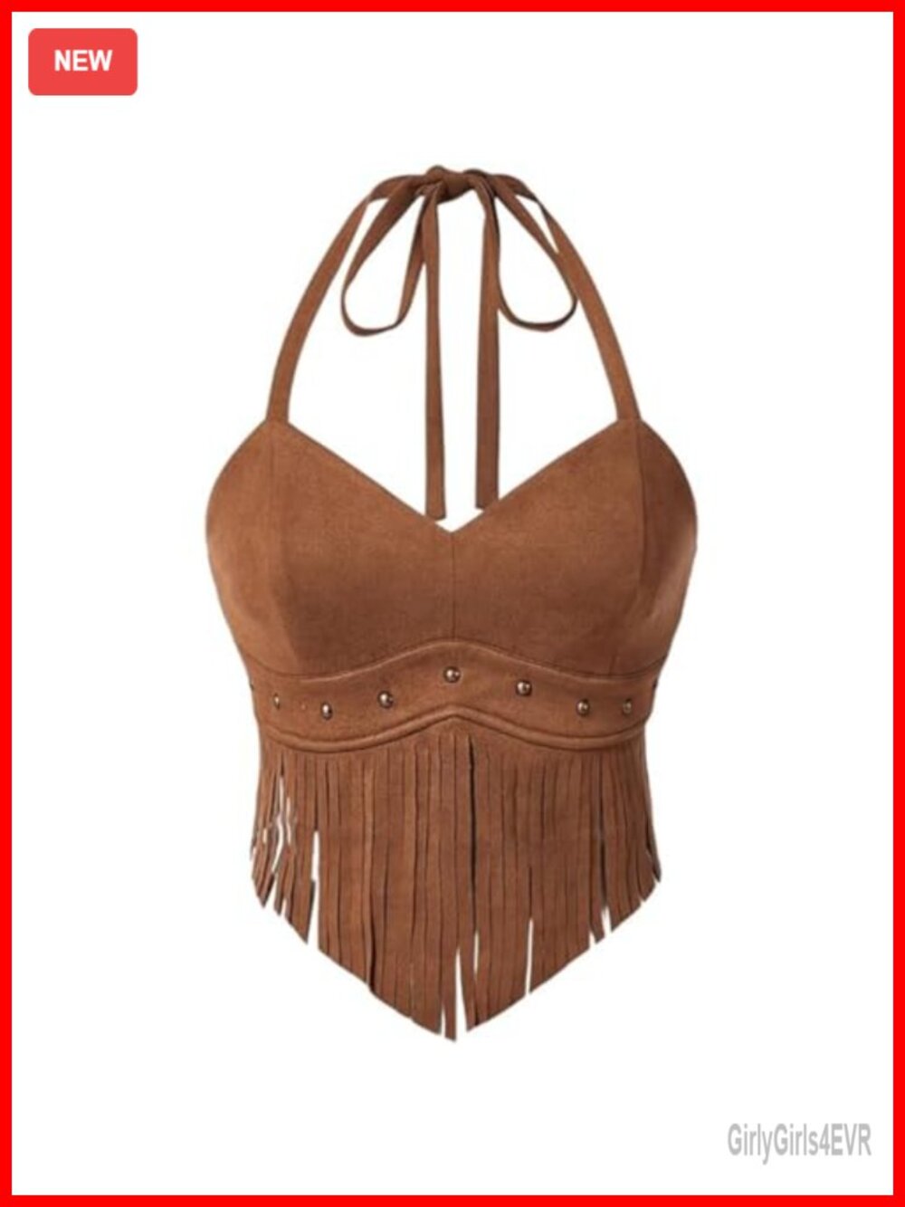 Fringe Western Halter Tank Top Tassel Slim Fit Cowgirl Concert Rodeo
